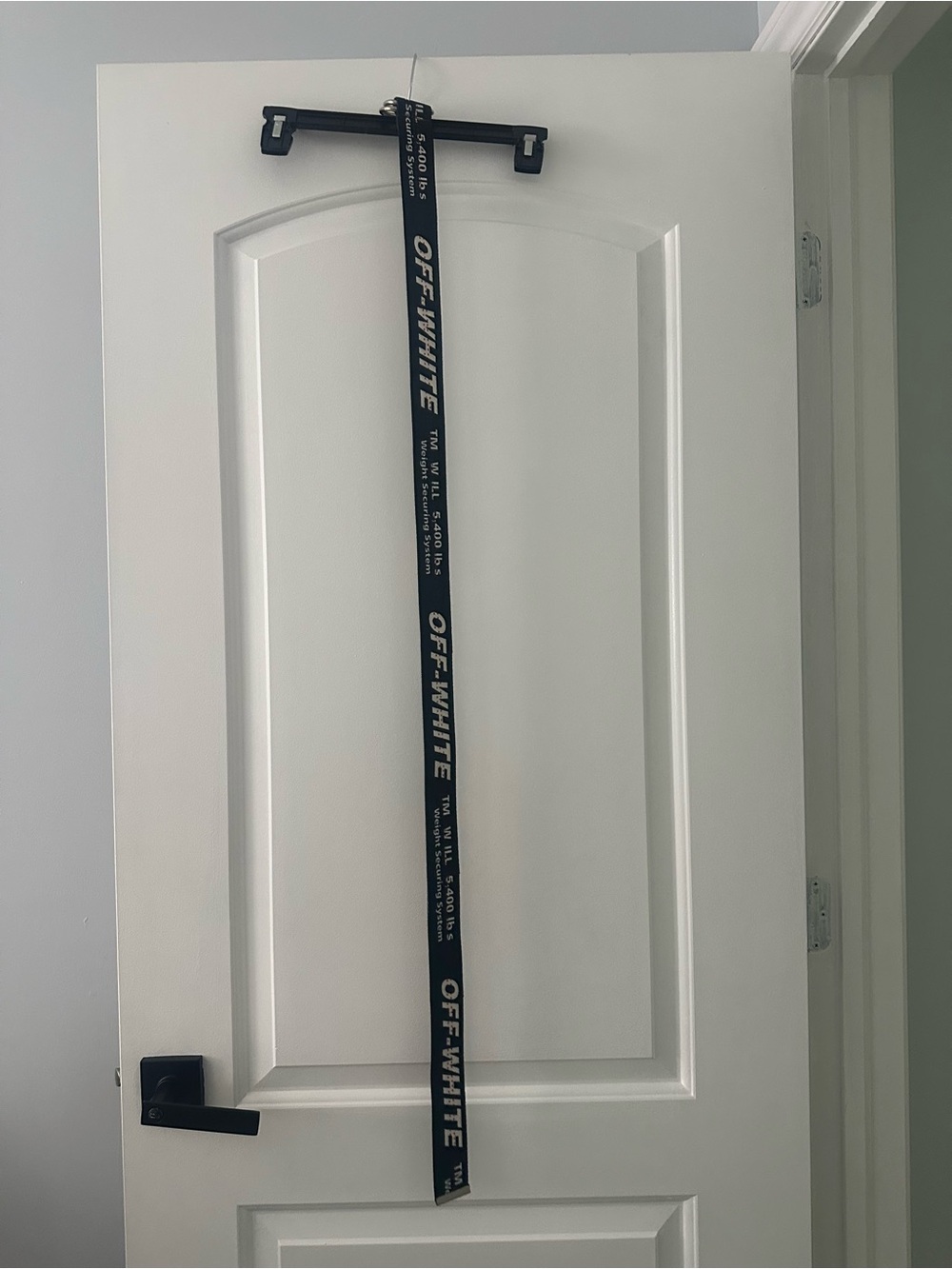 Off-White Black Webbing Logo Belt with White Branding